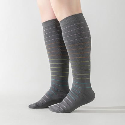 Plus Size Colorful Pinstripes Compression Socks(3 Pairs) - image 3