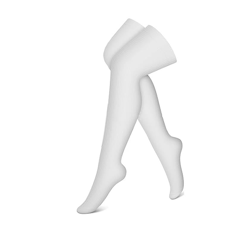 Black White Nude Thigh High Compression Socks(3 Pairs) - White - S/M - image 7