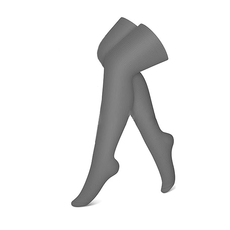 Black White Grey Thigh High Compression Socks(3 Pairs) - Grey - S/M - image 3