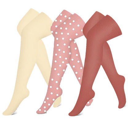 Pink Orange Beige Thigh High Compression Socks(3 Pairs) - Multicolor - S/M - image 0