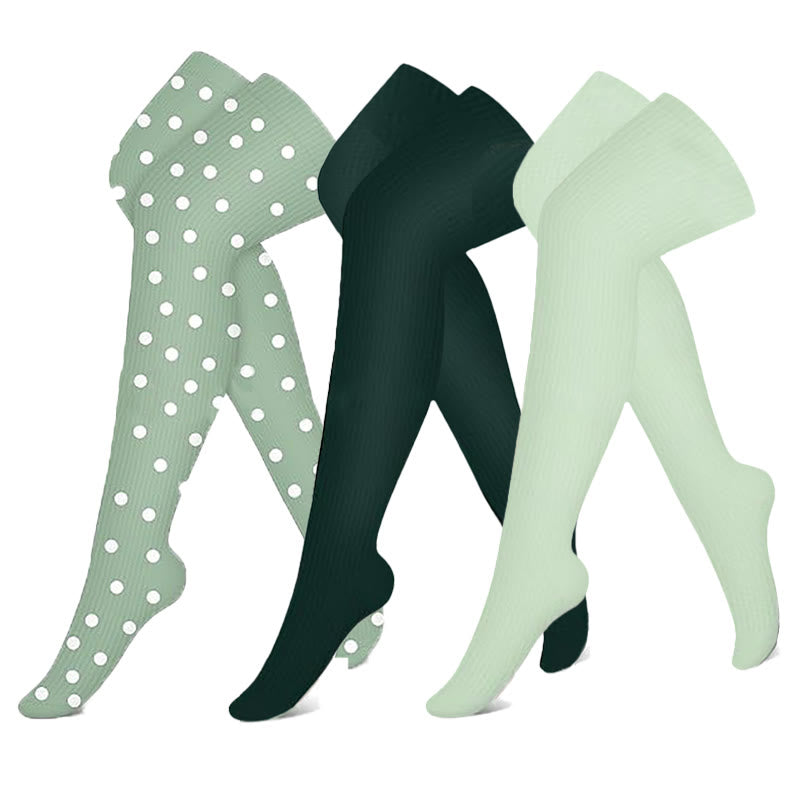 Green Series Thigh High Compression Socks(3 Pairs) - Multicolor - S/M - image 0