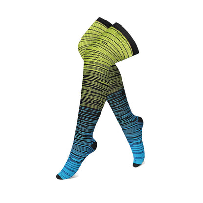 Gradient Thigh High Compression Socks(3 Pairs) - Light Green - S/M - image 7
