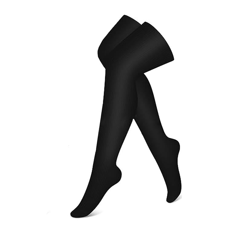 Classic Black Thigh High Compression Socks(3 Pairs) - Black - S/M - image 2