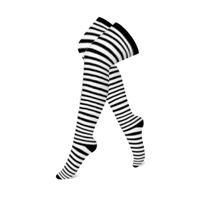 Classic Black Thigh High Compression Socks(3 Pairs) - Stripe - S/M - image 4