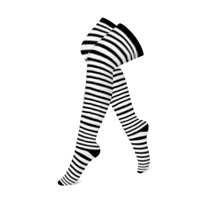 Classic Black Thigh High Compression Socks(3 Pairs) - Stripe - S/M - image 4