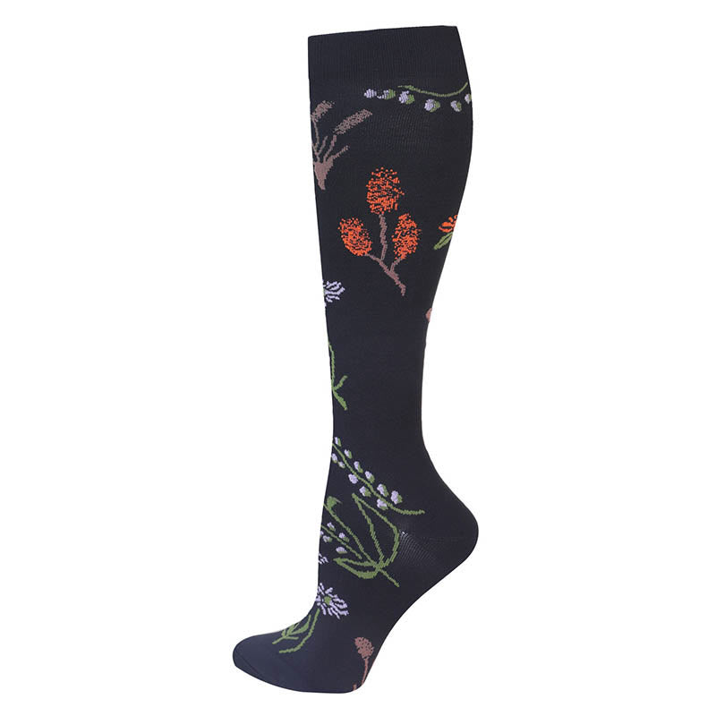 Flower Pattern Compression Socks(3 Pairs) - image 2