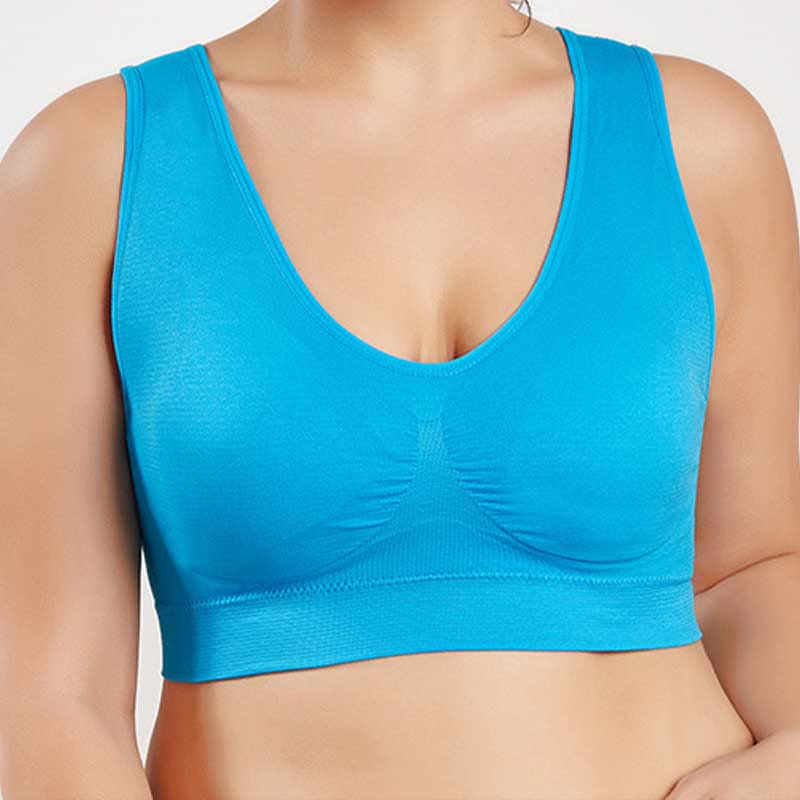 Seamless Comfort Sports Bras - Blue - 4XL - image 10