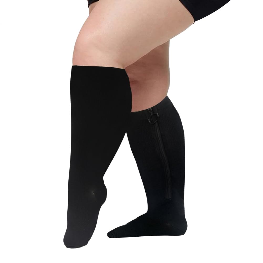 Plus Size Zipper Compression Socks(2 Pairs) - image 2