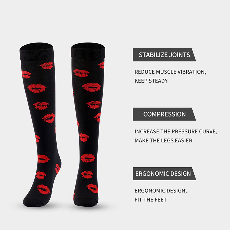 Plus Size Various Patterns Compression Socks(6 Pairs) - image 8