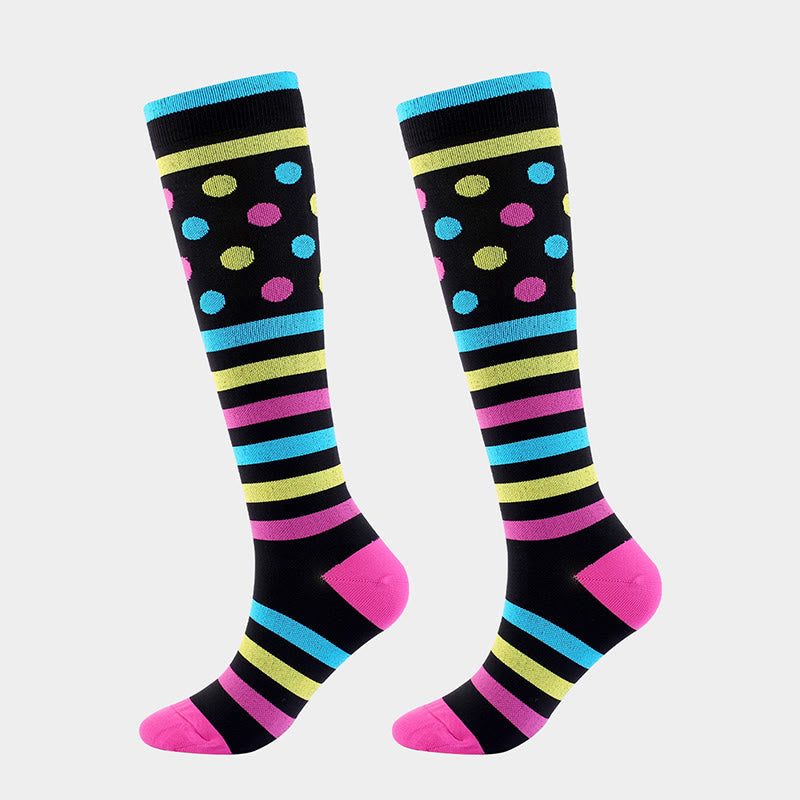 Plus Size Various Patterns Compression Socks(6 Pairs) - image 8