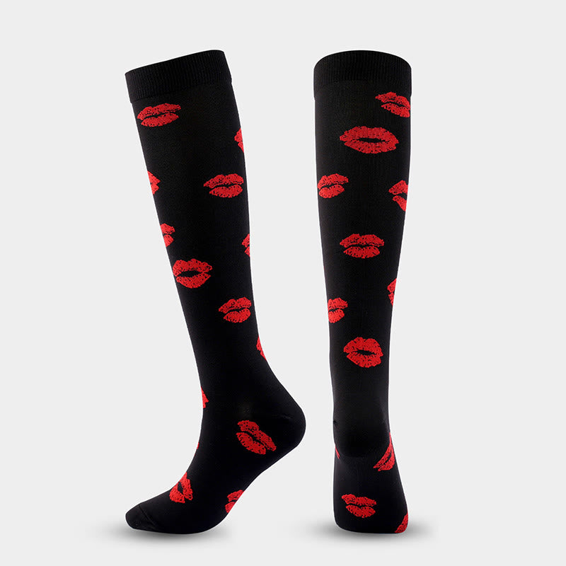 Plus Size Various Patterns Compression Socks(6 Pairs) - image 9
