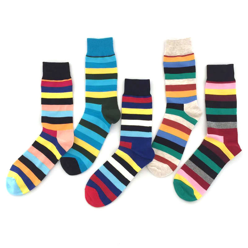 Color Stripes Quarter Socks(5 Pairs) - Multicolor - EU41-46(US7.5-12) - image 6