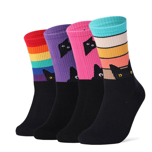 Plus Size Cat Dog Quarter Socks(4 Pairs) - image 1