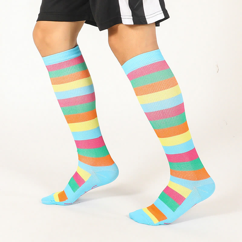 Rainbow Stripes Knee High Socks(6 Pairs) - image 4