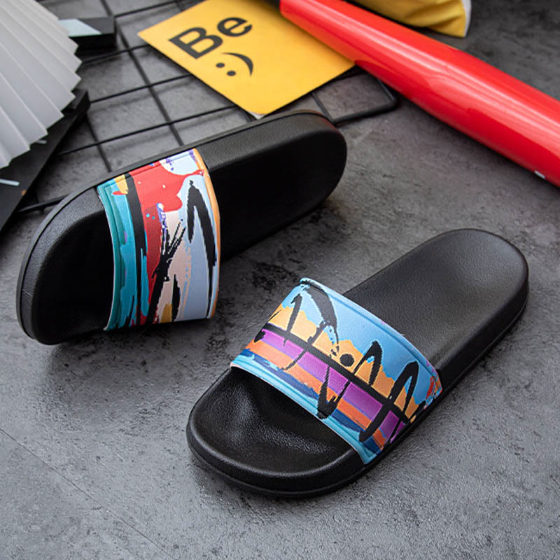 Plus Size Seaside Oil Painting Slides(2 Pairs) - image 5