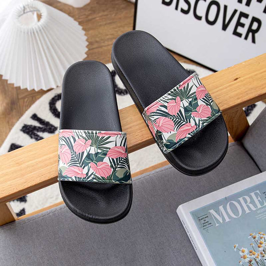 Plus Size Pink Leaves Slides(2 Pairs) - image 0