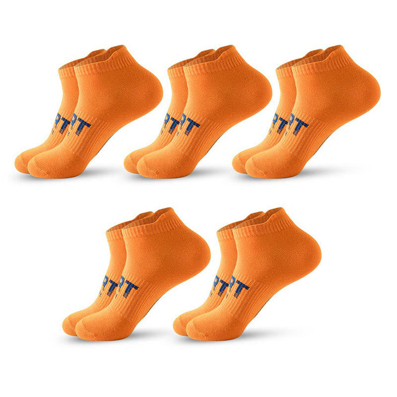 Plus Size Cushioned Breathable Ankle Compression Socks(5 Pairs) - Orange - EU38-45(US5-11) - image 3