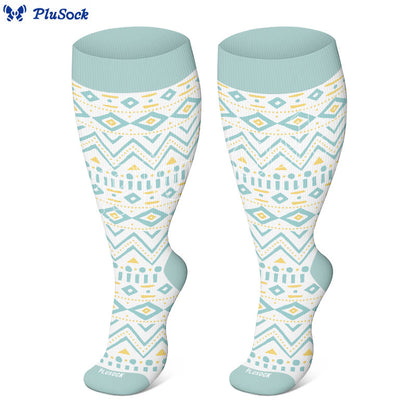 Plus Size Argyle Bohemian Style Compression Socks(3 Pairs)