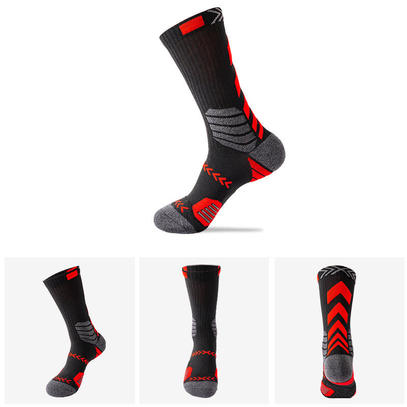 Plus Size Color Matching Quarter Compression Socks(6 Pairs) - Red - EU38-44(US5-10) - image 5