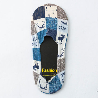 Plus Size Animal Print No Show Socks(5 Pairs)