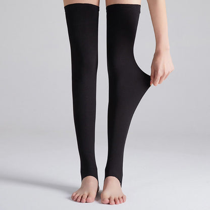 Modal Breathable Thigh High Compression Sleeve Socks - Black - XL - image 0