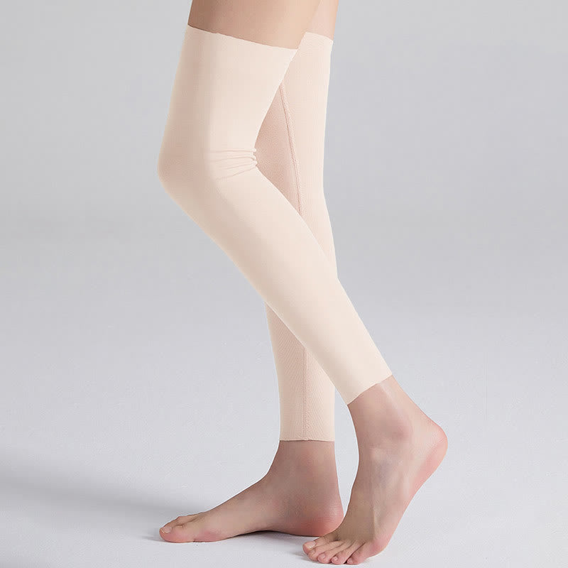 Modal Solid Color Breathable Thigh High Compression Sleeves - Beige - XL - image 5