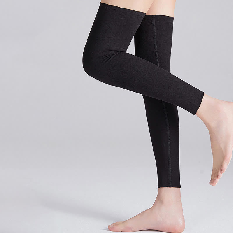 Modal Solid Color Breathable Thigh High Compression Sleeves - Black - XL - image 1