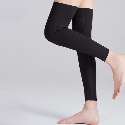 Modal Solid Color Breathable Thigh High Compression Sleeves - Black - XL - image 1