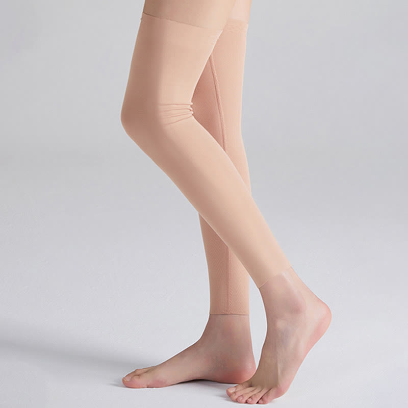 Modal Solid Color Breathable Thigh High Compression Sleeves - Nude - XL - image 3