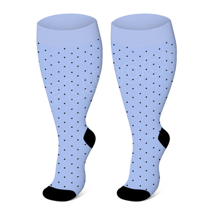 Plusock Plus Size Solid Color Elastic Compression Socks - Blue Dots - 4XL - image 2