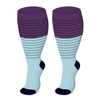 Plusock Plus Size Solid Color Elastic Compression Socks - Purple - 4XL - image 6