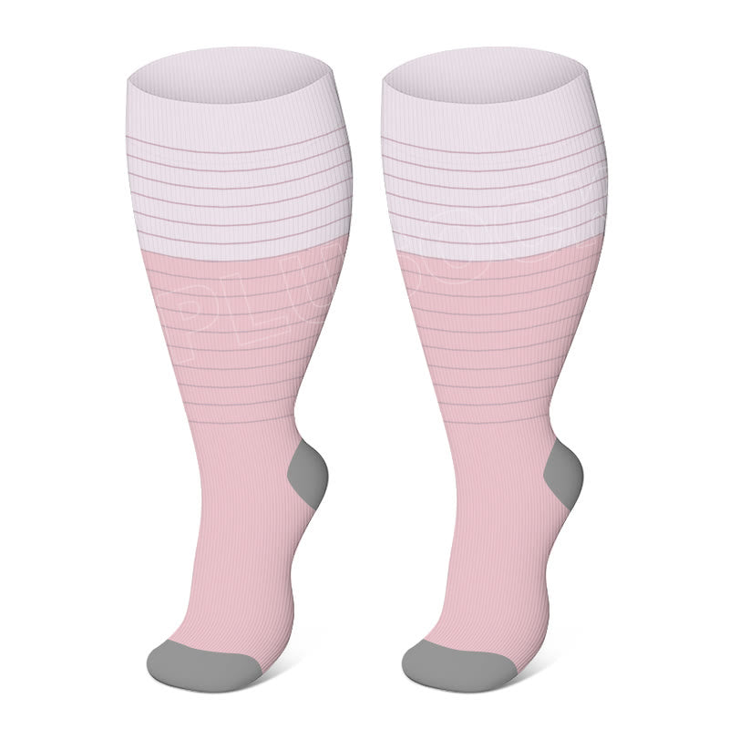 Plusock Plus Size Solid Color Elastic Compression Socks - Light Purple - 4XL - image 5