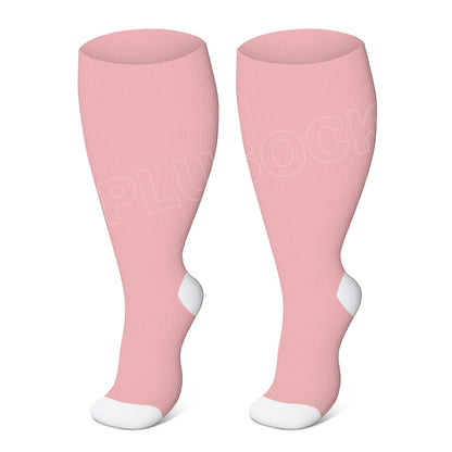 Plusock Plus Size Solid Color Elastic Compression Socks - Pink - 4XL - image 9