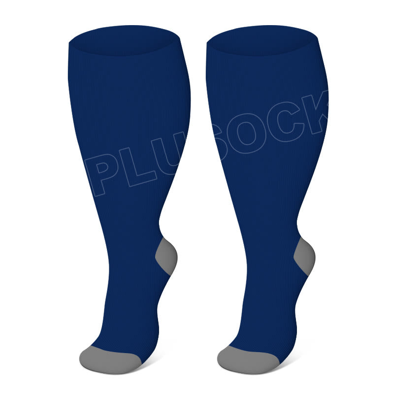 Plusock Plus Size Solid Color Elastic Compression Socks - Blue - 4XL - image 8