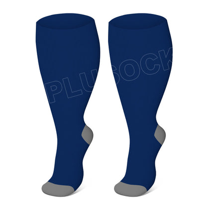 Plusock Plus Size Solid Color Elastic Compression Socks - Blue - 4XL - image 8