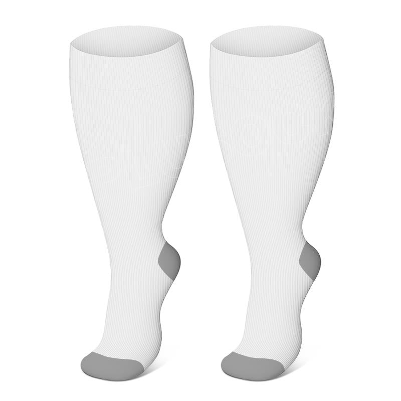 Plusock Plus Size Solid Color Elastic Compression Socks - White - 4XL - image 11