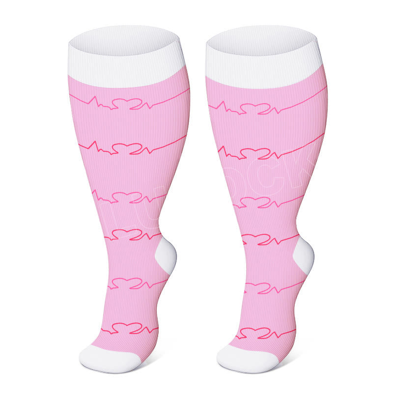Plusock Plus Size Black Pink Compression Socks - Light Pink - 4XL - image 3
