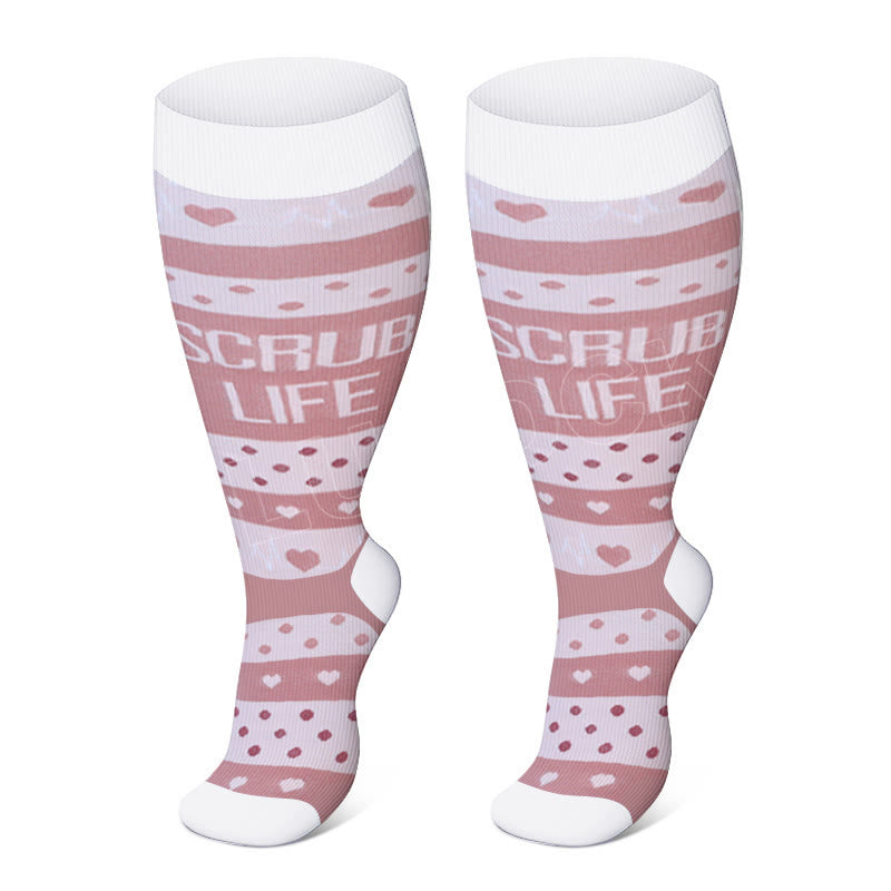 Plus Size Black Pink Compression Socks - image 4