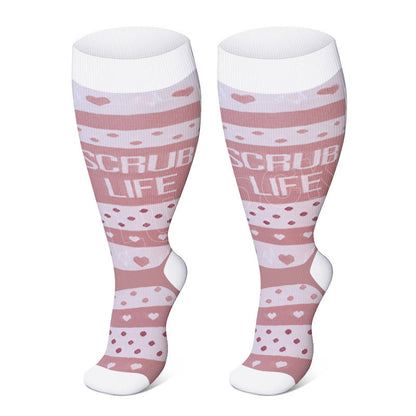 Plus Size Black Pink Compression Socks - image 4