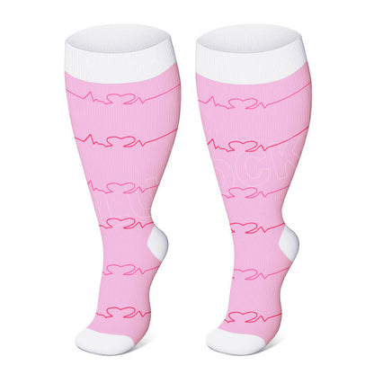Plus Size Black Pink Compression Socks - image 3