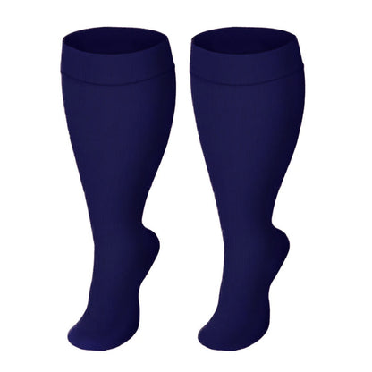 Plus Size Black Pink Compression Socks - Navy Blue - 4XL - image 2