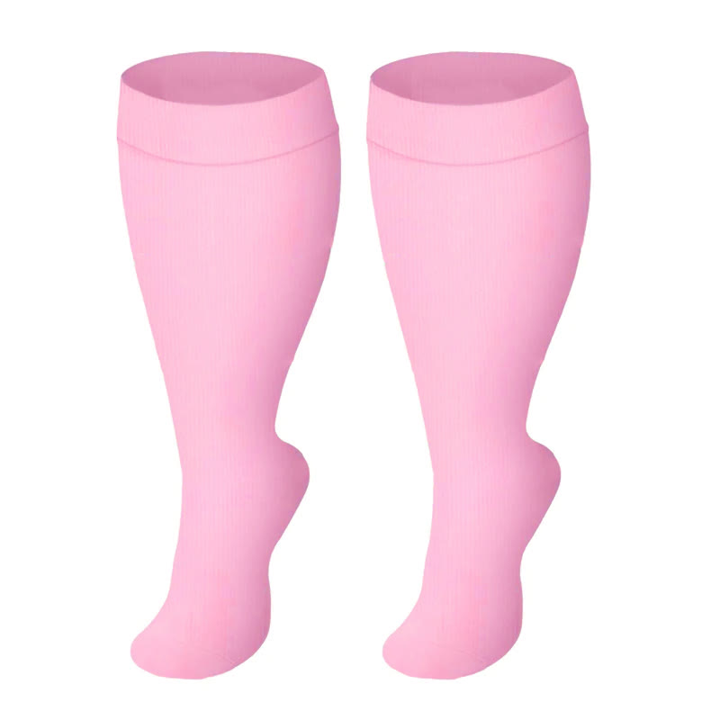 Plusock Plus Size Black Pink Compression Socks - Pink - 4XL - image 5
