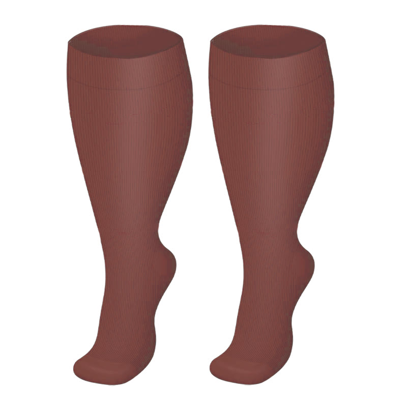 Plusock Plus Size Solid Color Compression Socks - Wine - 4XL - image 8