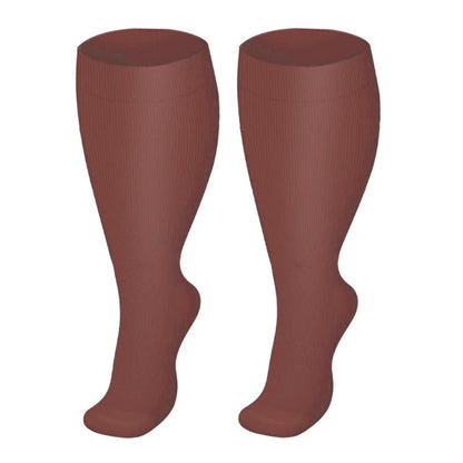 Plusock Plus Size Solid Color Compression Socks - Wine - 4XL - image 8