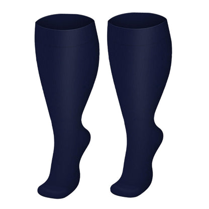 Plusock Plus Size Solid Color Compression Socks - Navy Blue - 4XL - image 7