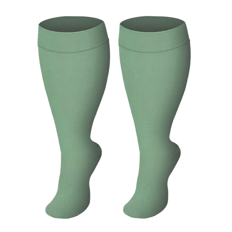 Plusock Plus Size Solid Color Compression Socks - Light Green - 4XL - image 4