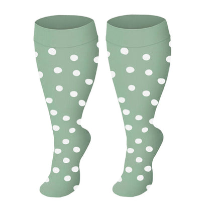 Plusock Plus Size Solid Color Compression Socks - Green Dots - 4XL - image 3