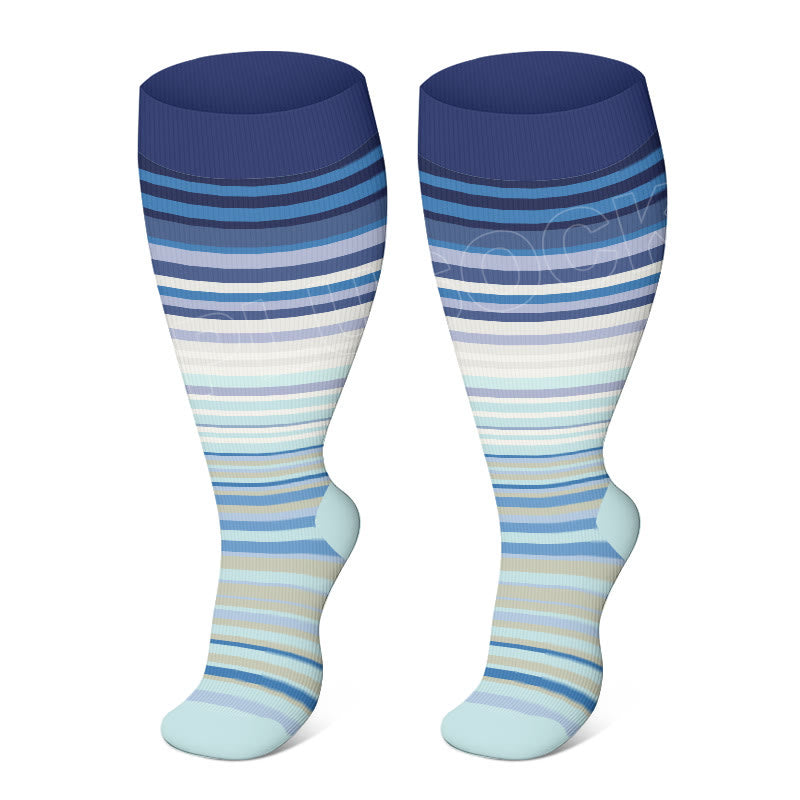 Plusock Plus Size Color Pattern Compression Socks - Light Blue - 4XL - image 11