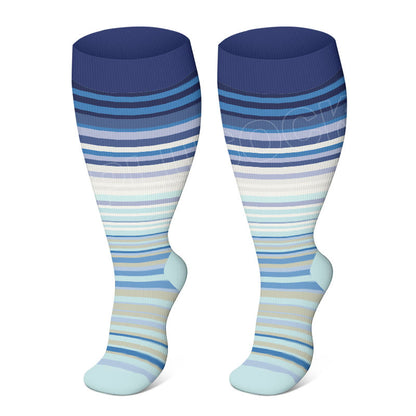 Plusock Plus Size Color Pattern Compression Socks - Light Blue - 4XL - image 11