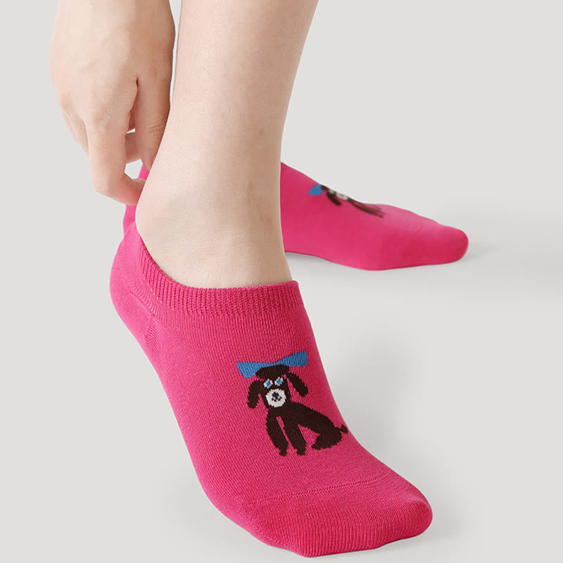 Plus Size Colorful Cat Dog No Show Socks(5 Pairs) - image 9